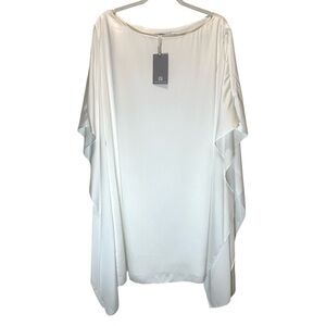 New Preston & York White Peau de Soie (Matte Satin) Caftan Style Dress - Size 16